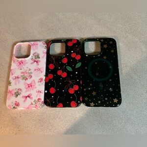 Velvet Caviar Pink Floral, Red Cherry, and Gold Star iPhone 14 Pro Max CASES